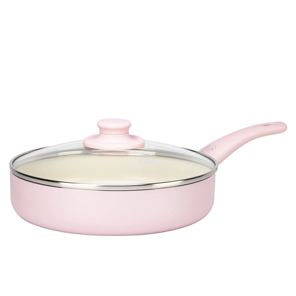 16pc Greenlife Soft Grip Aluminium Cookware Set - Quartz Pink