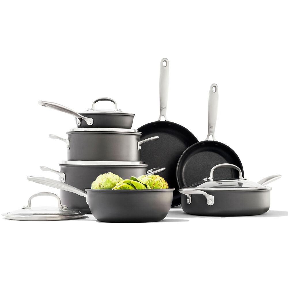 10pc OXO Aluminium Good Grips Pro Nonstick Pots & Pans Set Grey