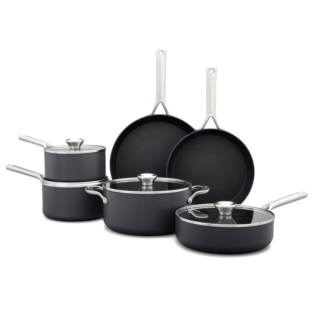 10pc OXO Ceramic Professional Non-Stick Cookware Set Grey