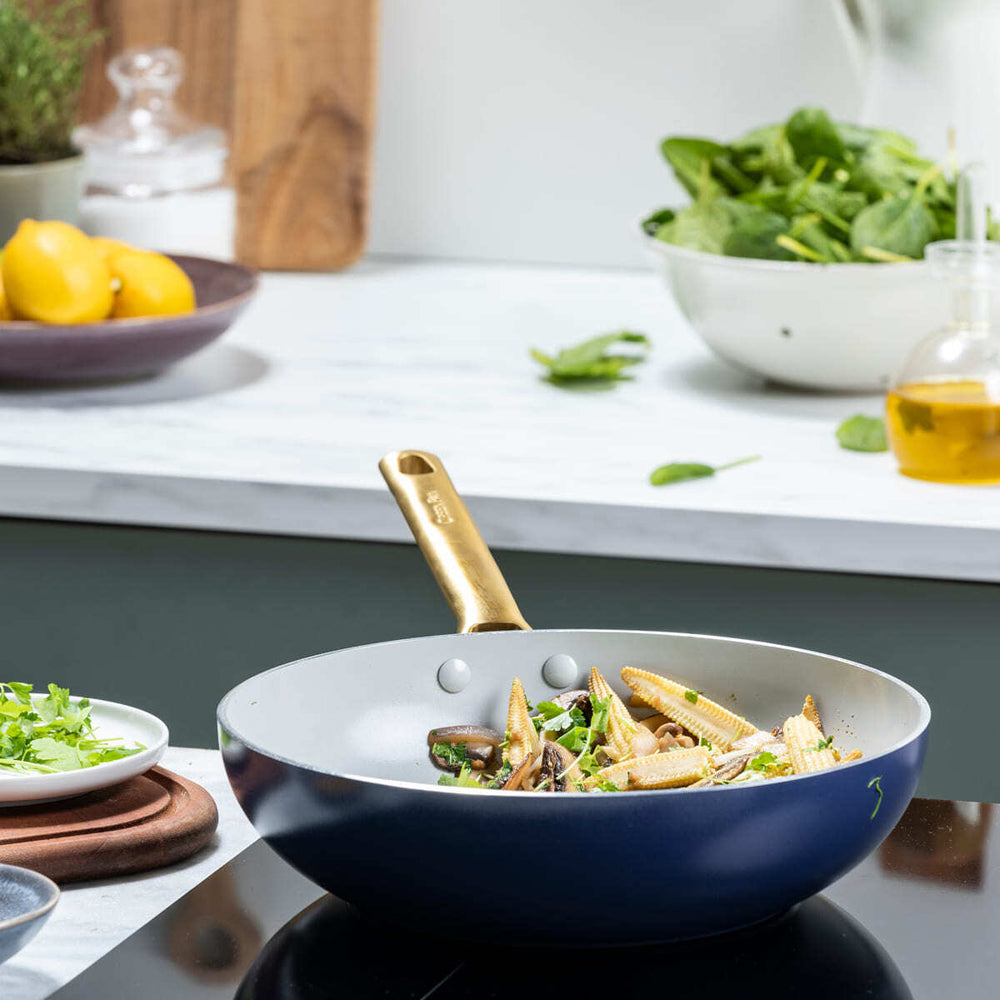 GreenPan Padova Dark Blue Open Wok 28cm Home Kitchen Cookware
