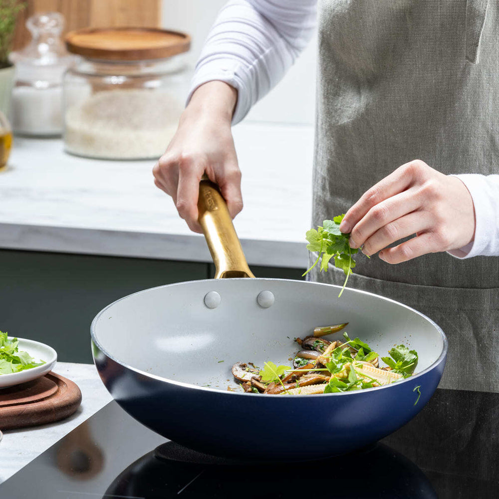 GreenPan Padova Dark Blue Open Wok 28cm Home Kitchen Cookware