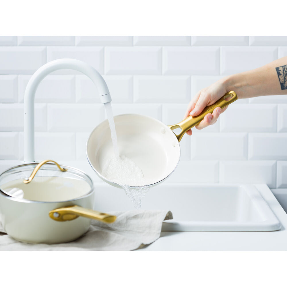 14pc Greenpan Padova Set Ceramic Coating Non-Stick Cooking Pan Cream White