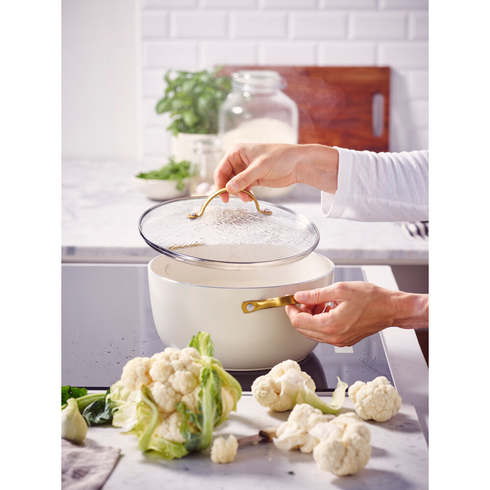 14pc Greenpan Padova Set Ceramic Coating Non-Stick Cooking Pan Cream White