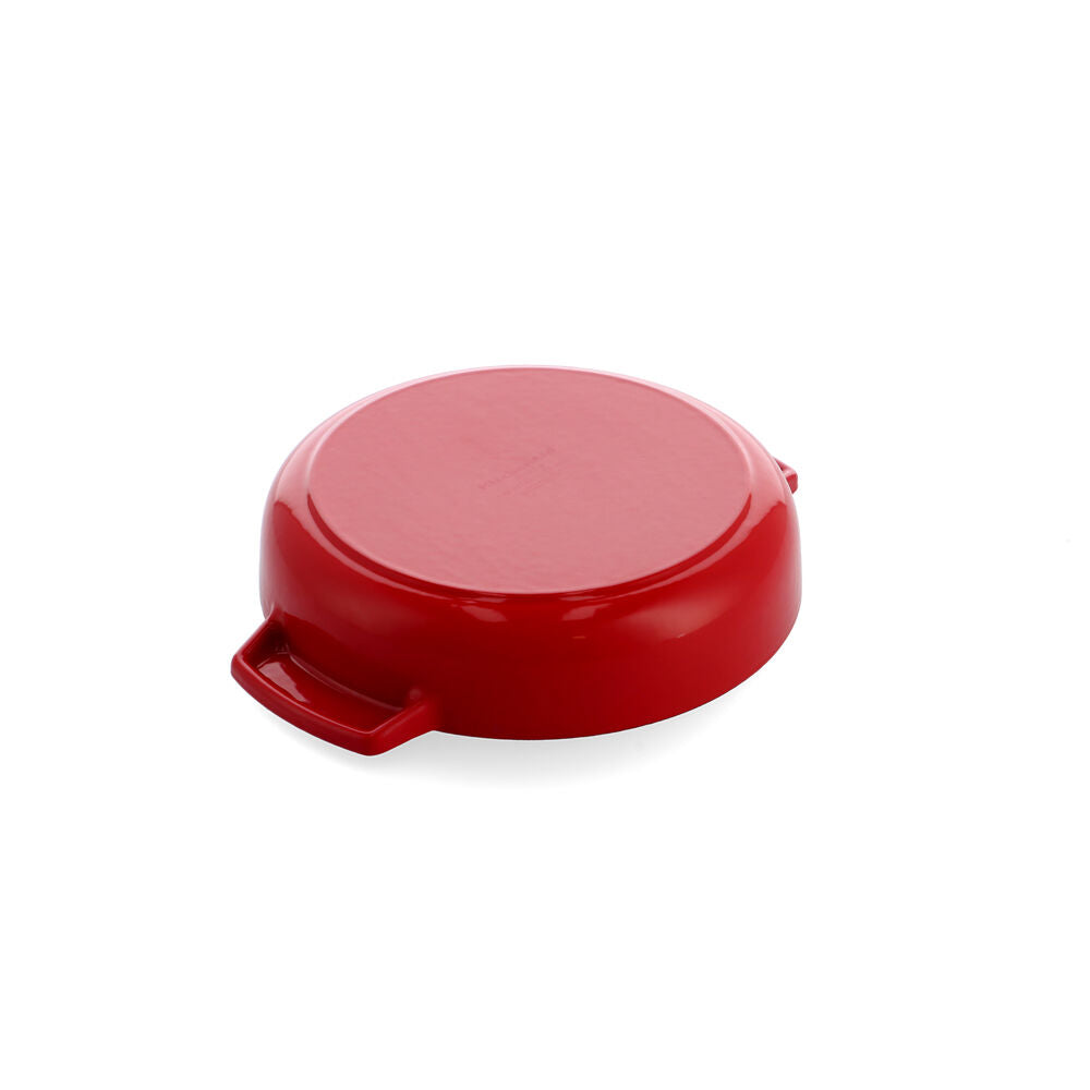 KitchenAid 26cm Cast Iron Shallow Covered Casserole Empire Red
