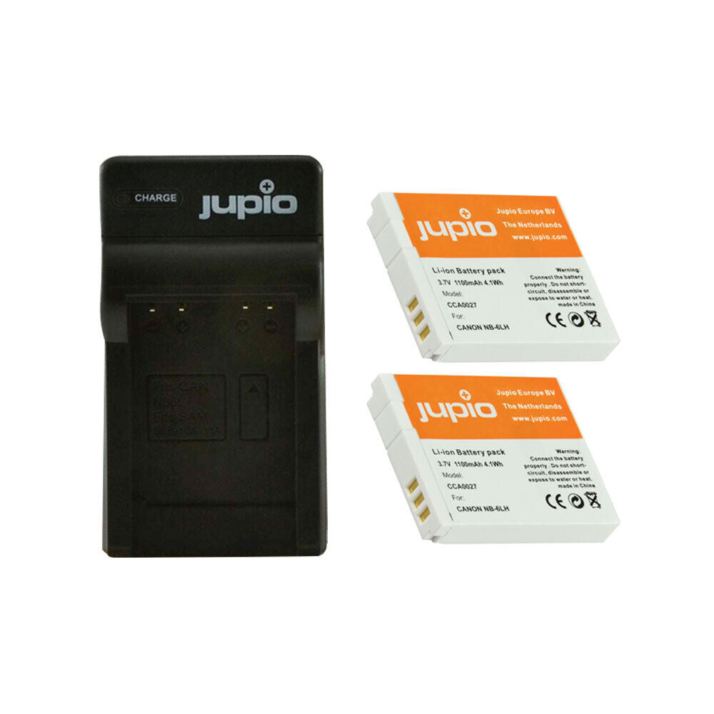 Jupio 2x Batteries 1100mAh & USB Single Charger Kit For Canon NB-6LH