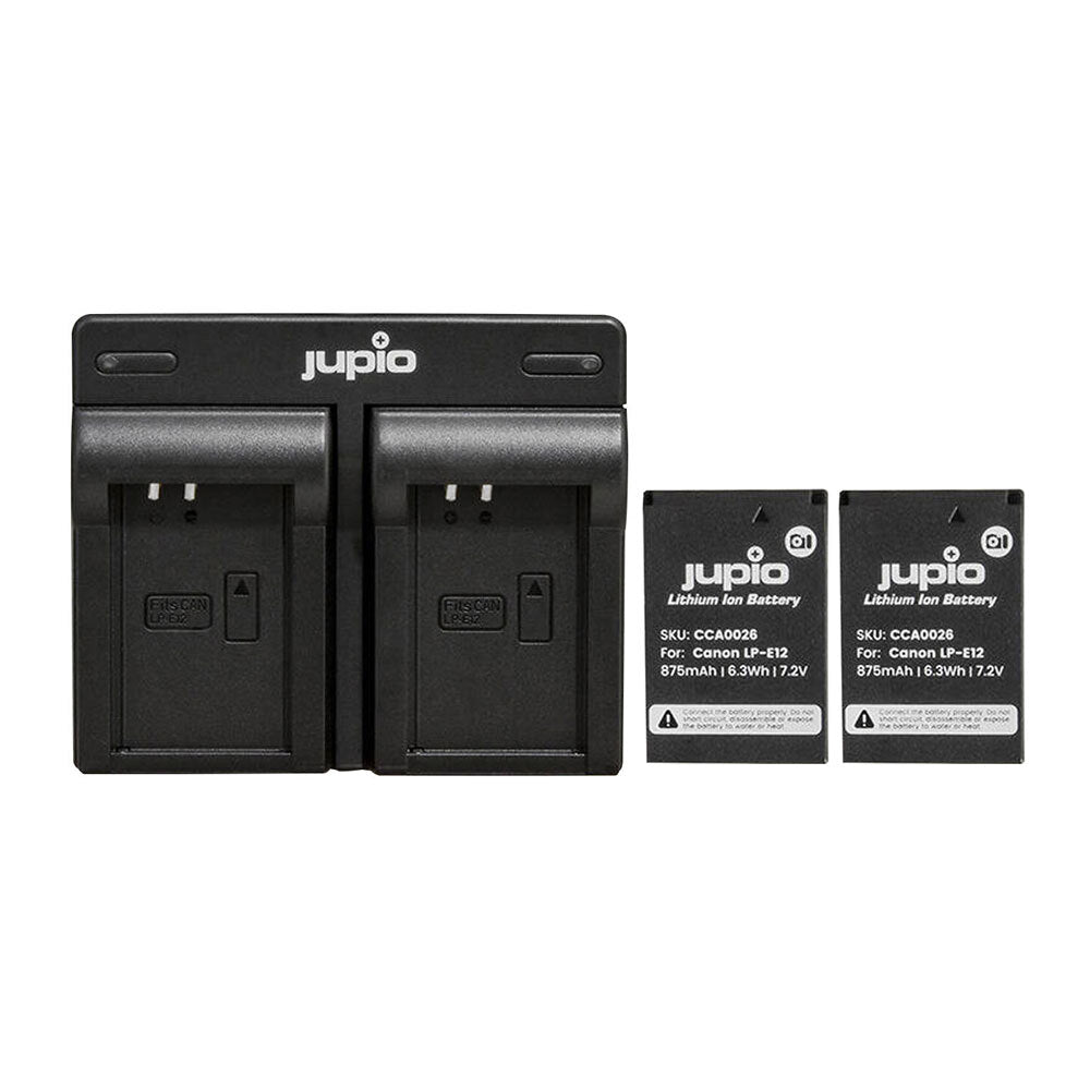 Jupio 2x Batteries 875mAh & USB Dual Charger Kit For Canon LP-E12