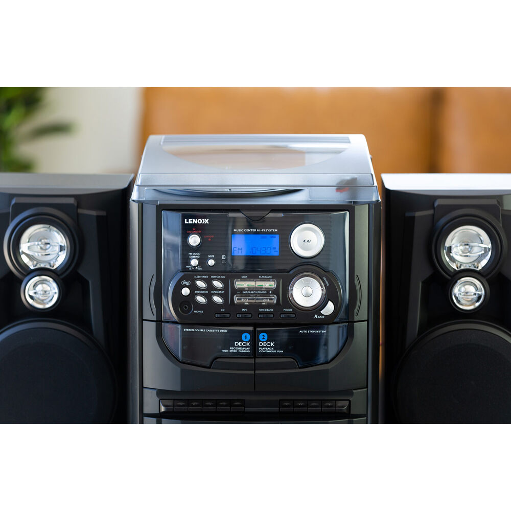 Lenoxx Hi-Fi Turntable Vinyl Player Dual Cassette & AM/FM Radio