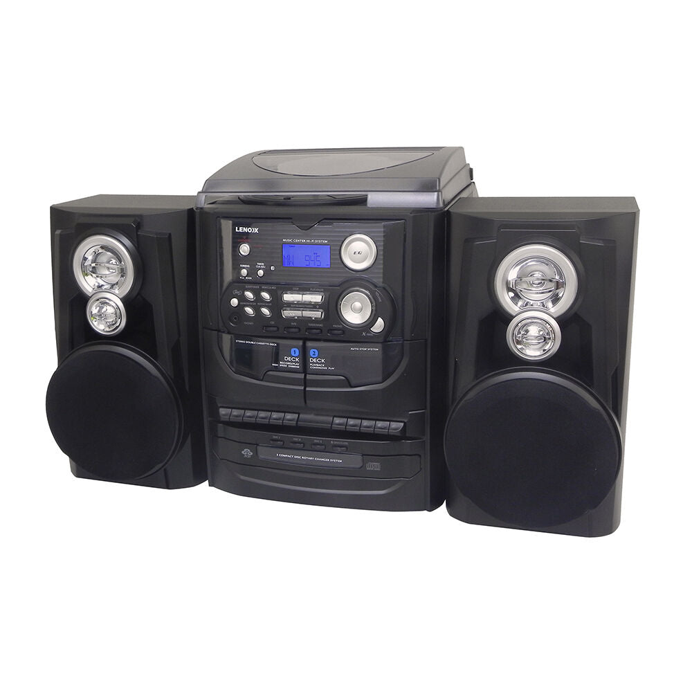 Lenoxx Hi-Fi Turntable Vinyl Player Dual Cassette & AM/FM Radio