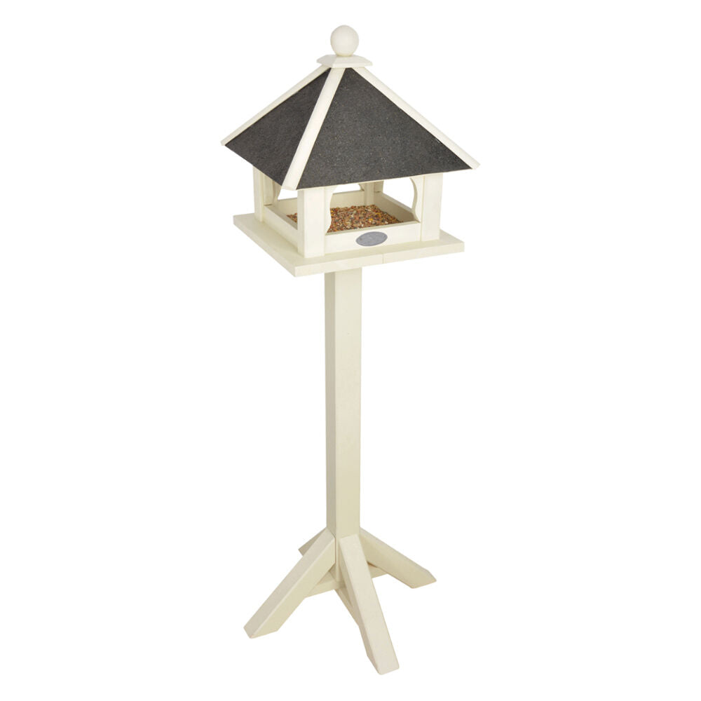 Esschert Design Freestanding Timber Bird Feeder White Pinewood Stand 132cm
