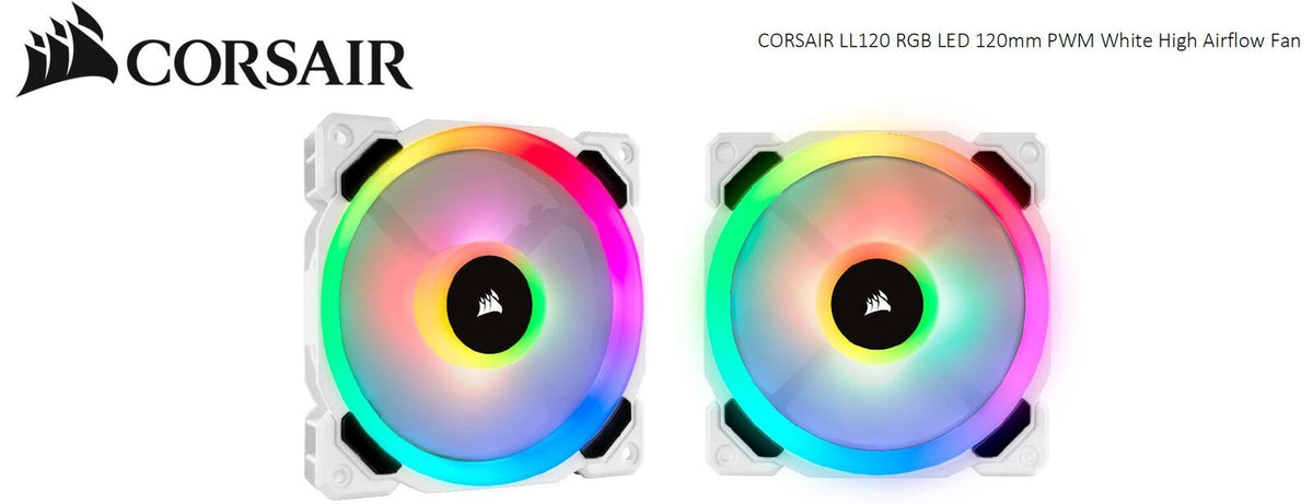 Corsair Dual Light Loop LL120 RGB 120mm Cooling Fan for Gaming PC Case - White