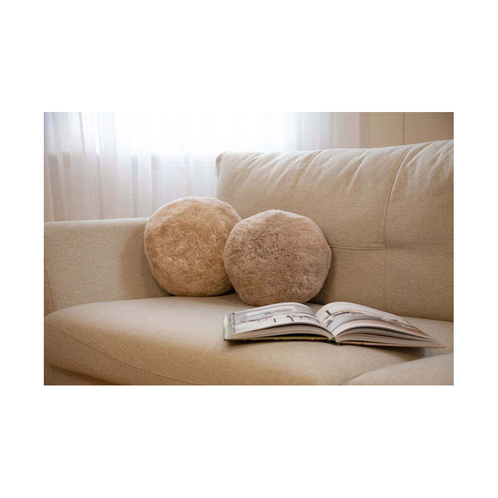 Huxford Grove The Kallista Sheepskin Ball Cushion 28cm - Nappa