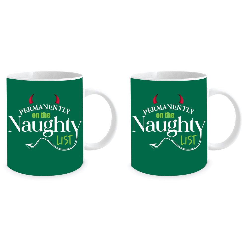 2PK Permanently On The Naughty List Christmas 350ml Ceramic Coffee/Tea Mug Cup