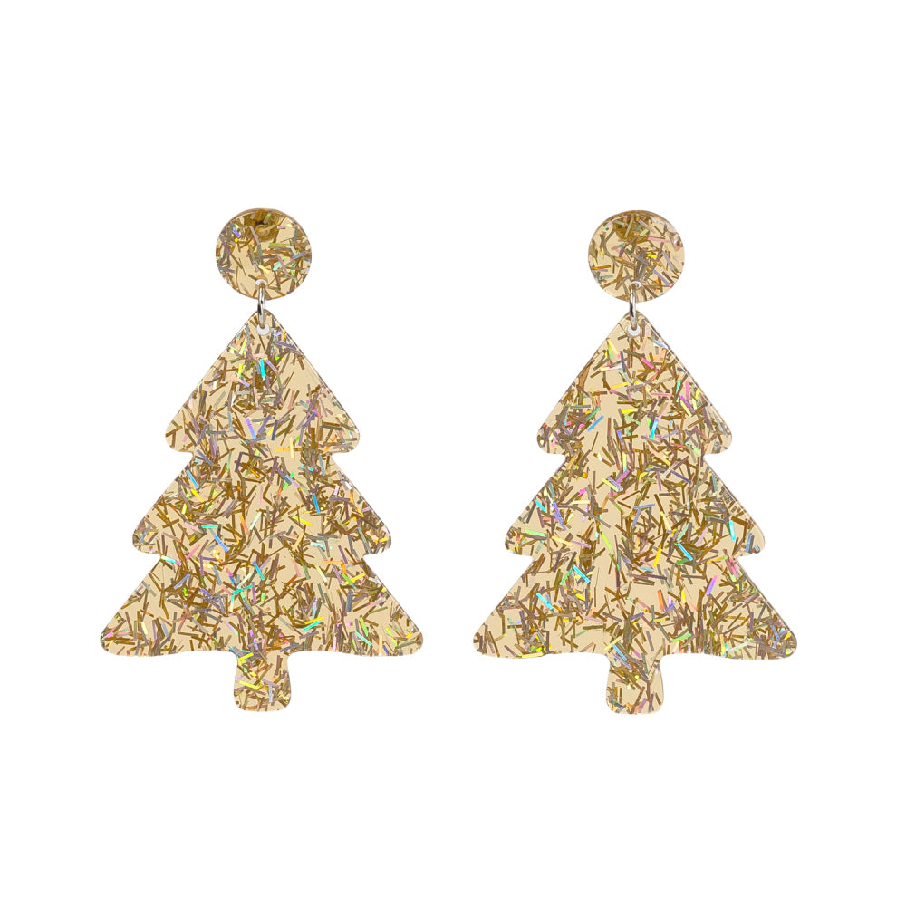 2PK Splosh Stainless Steel Christmas Tree Earrings - Gold
