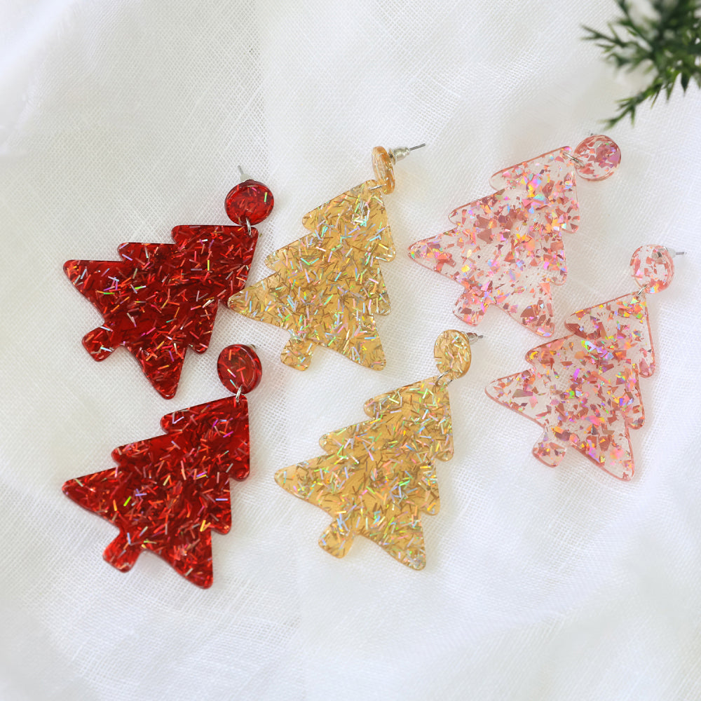 2PK Splosh Stainless Steel Christmas Tree Earrings - Gold