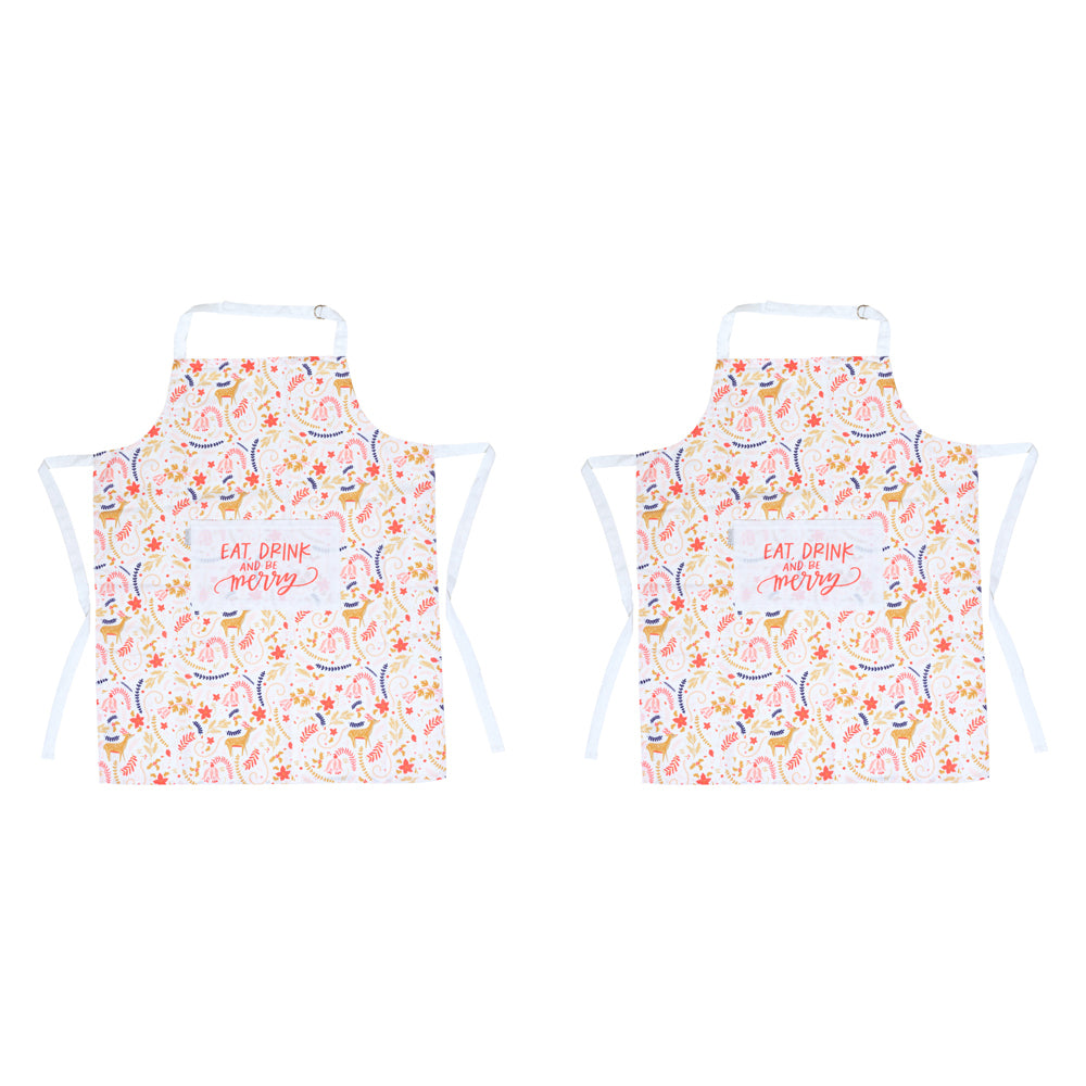2x Splosh 90cm Polyester Christmas Apron Kitchen Cooking/Grilling Bib w/ Pocket
