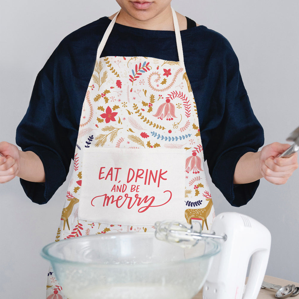 2x Splosh 90cm Polyester Christmas Apron Kitchen Cooking/Grilling Bib w/ Pocket
