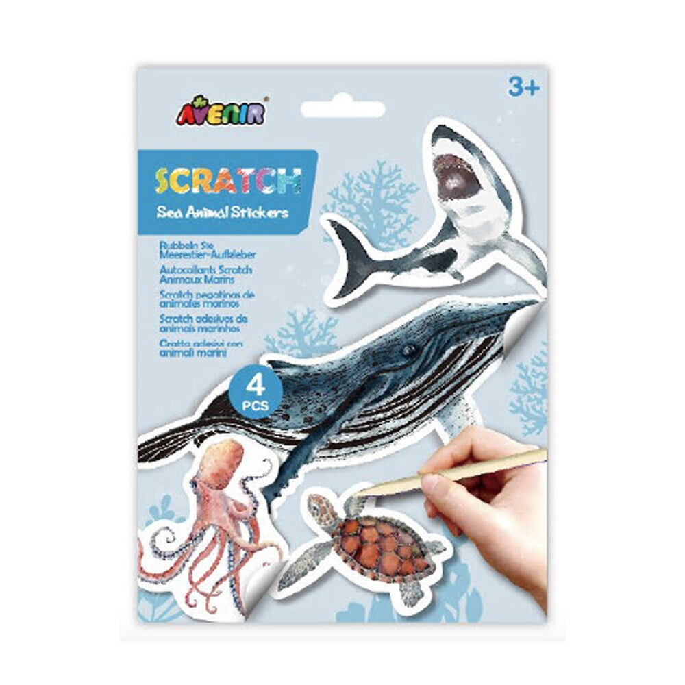 4PK Avenir Scratch Stickers Art & Craft Toys 17x23cm - Sea Animals 3y+