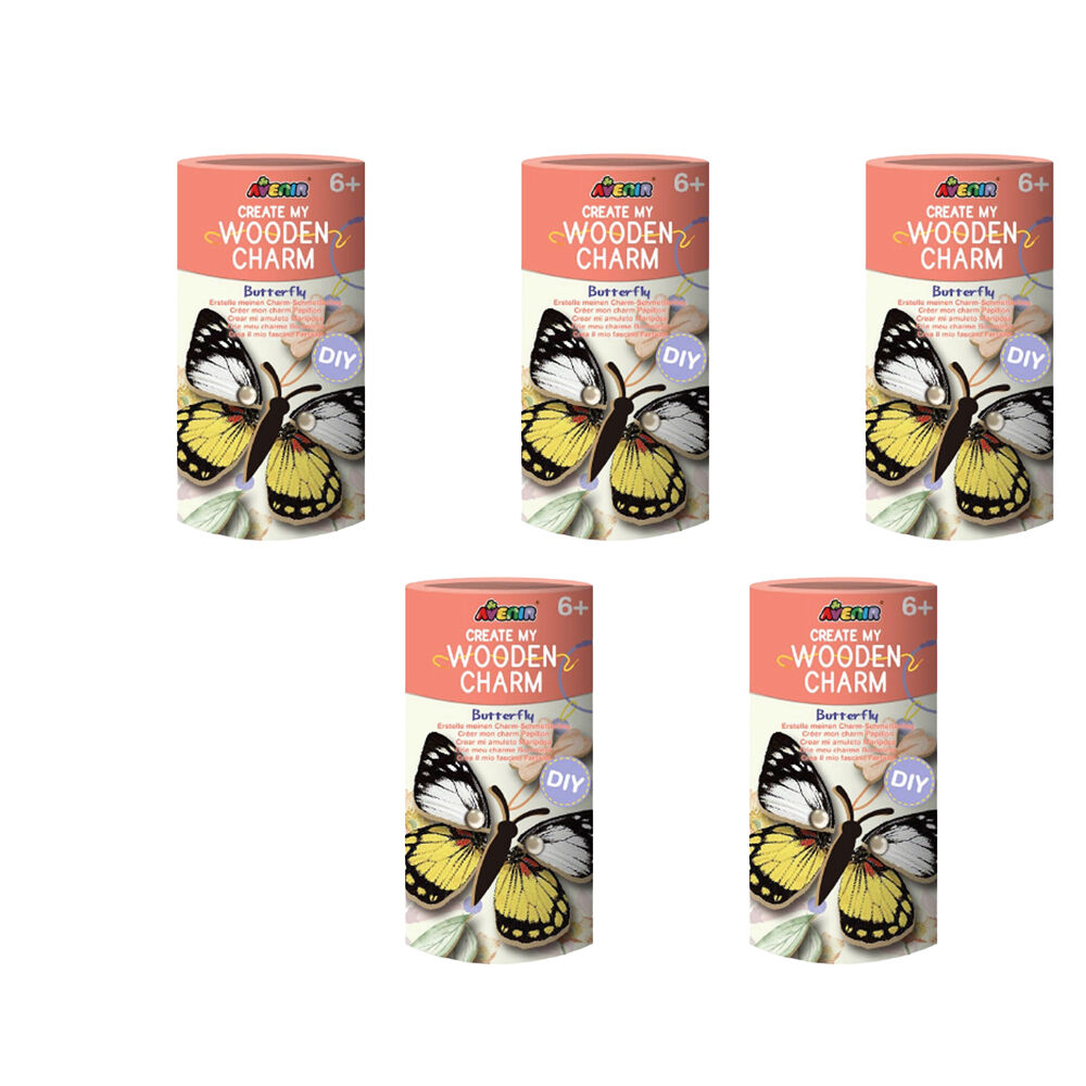 5PK Avenir Create My Wooden Charm Art & Craft Toys 6.5x11.5cm - Butterfly 6y+