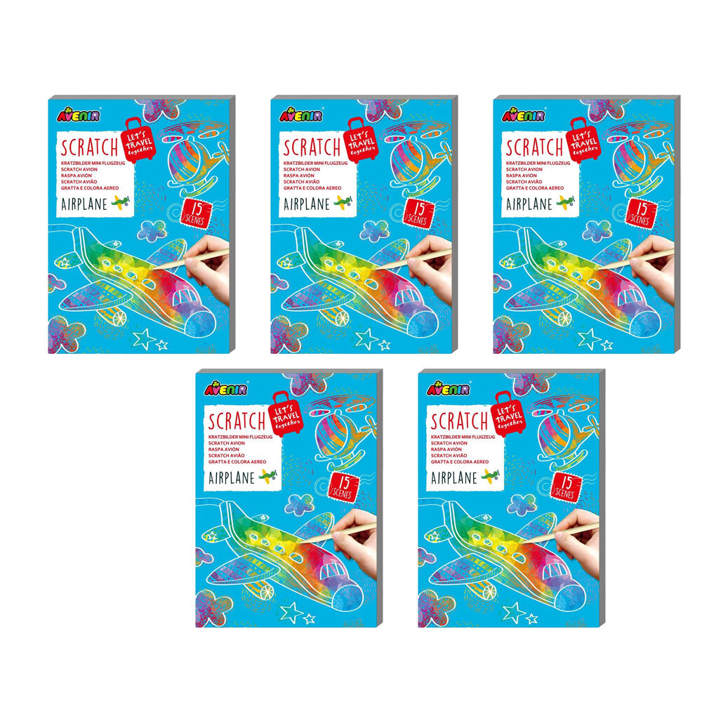 5PK Avenir Mini Scratch Book Airplane Art & Craft Toys 10x14cm Kids 3y+
