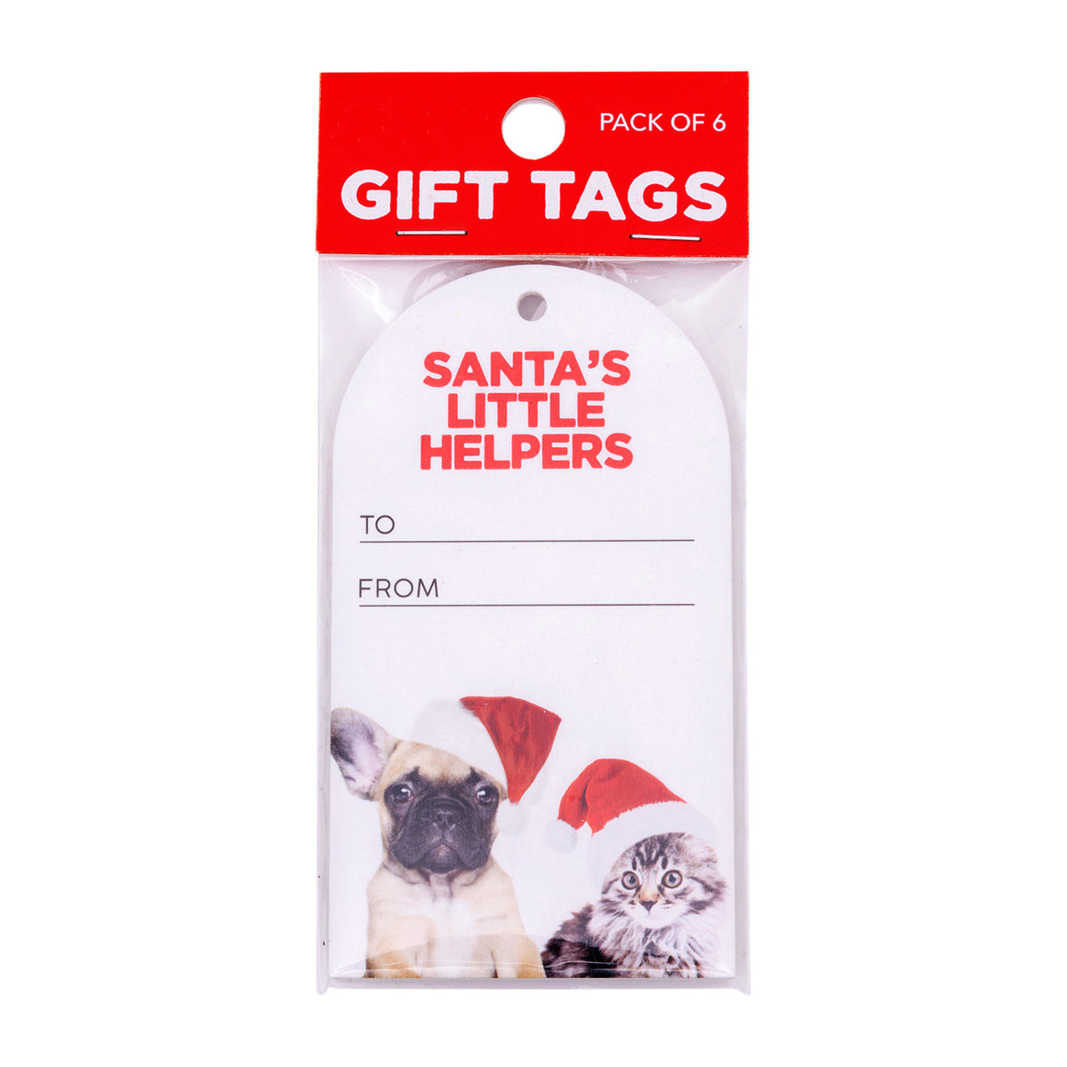 6x 6pc Splosh Christmas Helpers Gift Tags Set 300gsm Card 11.5cm - White/Red
