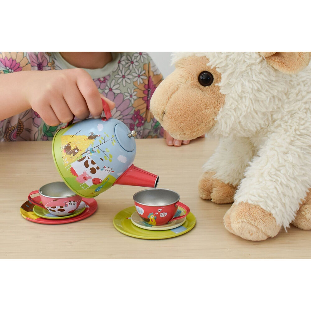 15pc Kaper Kidz Farm Tin Tea Set Kids Play Toy 3y+
