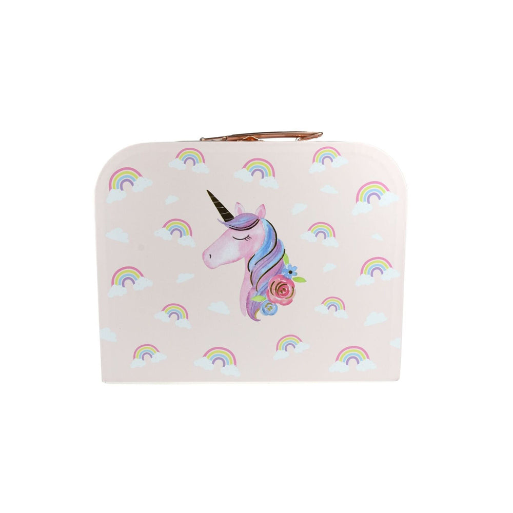 18pc Kaper Kidz Rainbow Unicorn Kids/Childrens Tin Tea Mug Set In Suitcase 3y+