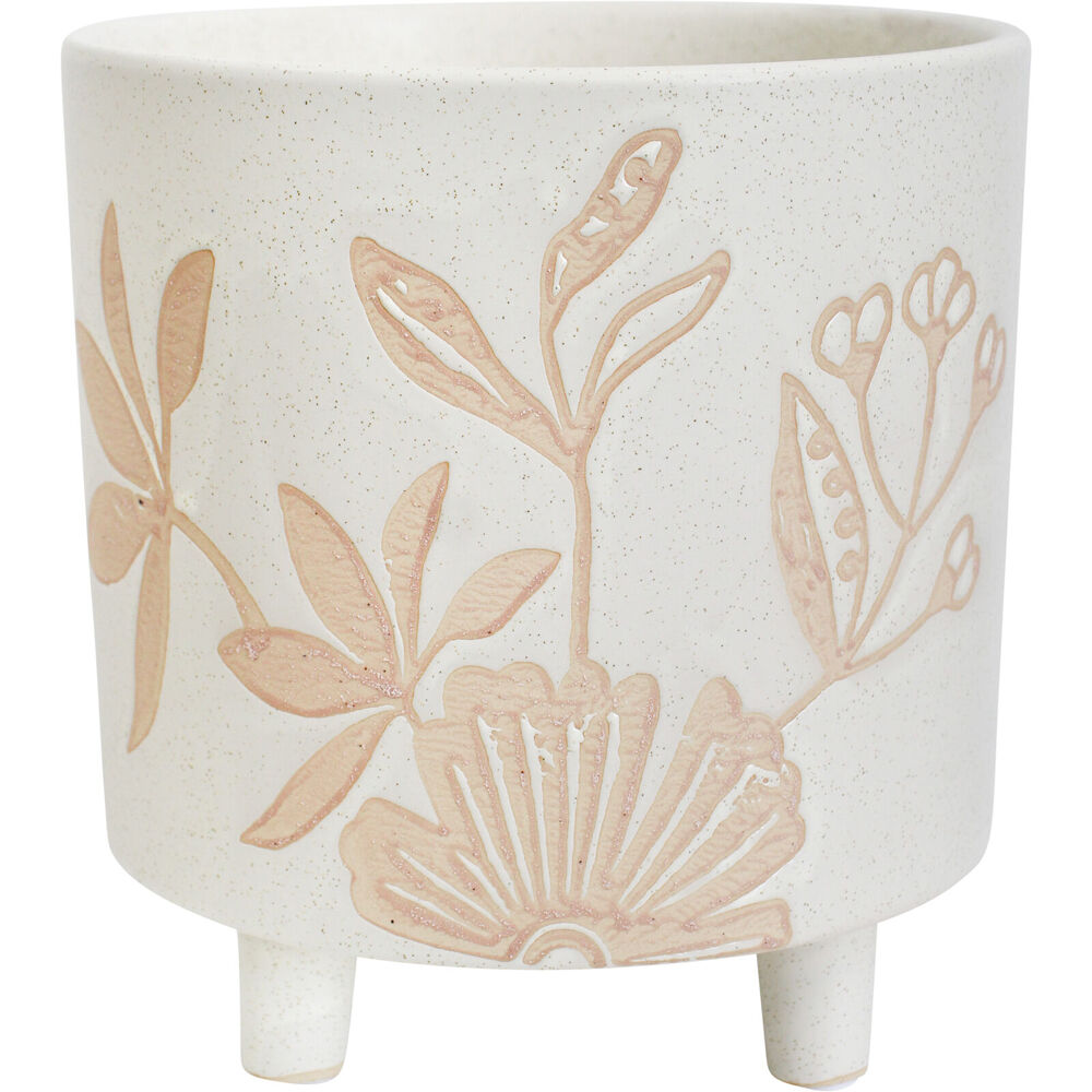 LVD Ceramic Tactile Planter Pot Summer Large 20.5x21.5cm White/Orange
