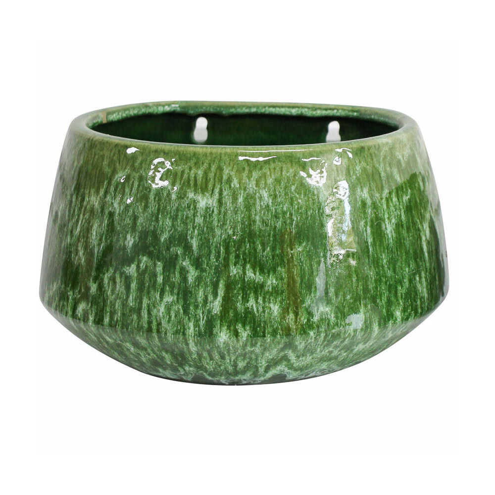 LVD Extra Large Juniper Ceramic Glazed Wall Planter Pot 25x22cm Green