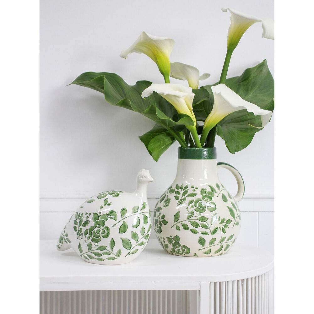 LVD Extra Large Flora Juniper Ceramic Decorative Urn 26x27cm White/Green
