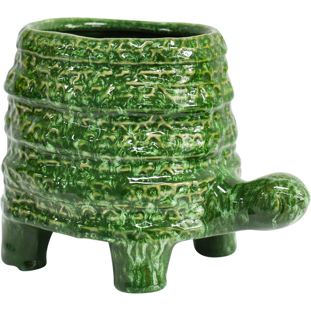 LVD Ceramic Decorative Planter Turtle Barnacle Juniper 19x14cm Green