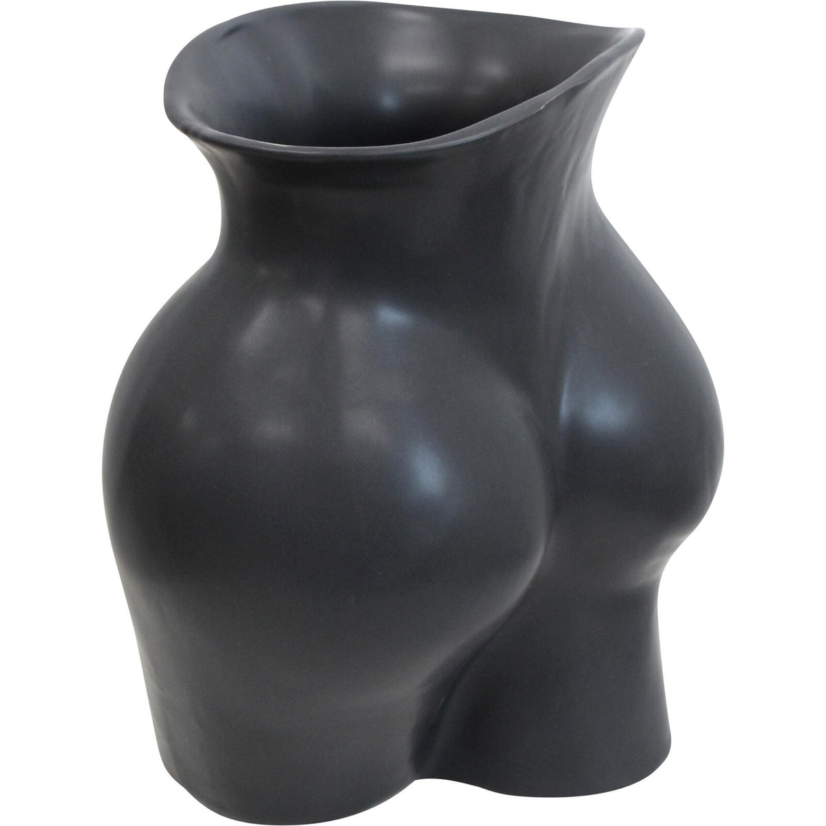 LVD Ceramic Curvaceous Flower Vase Decorative Home Decor Matt Black