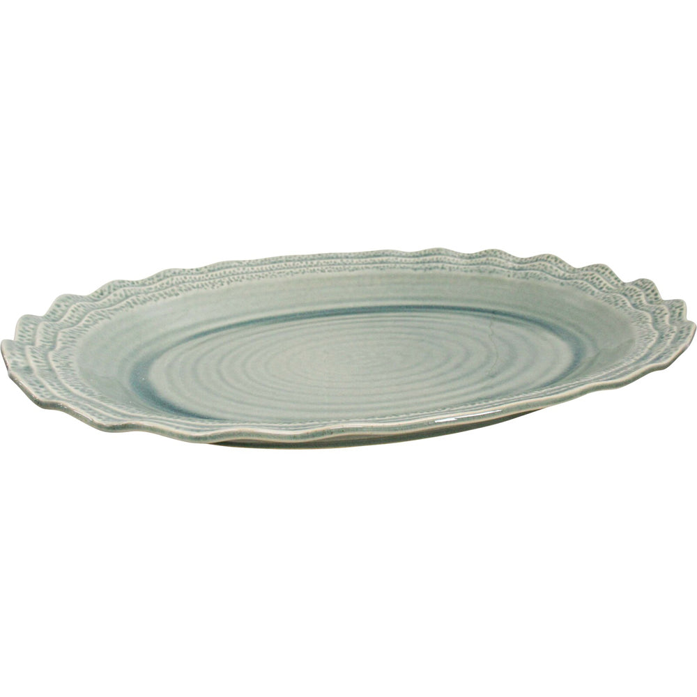 LVD Ceramic Platter Minorca XL Oval 49cm - Silver Grass