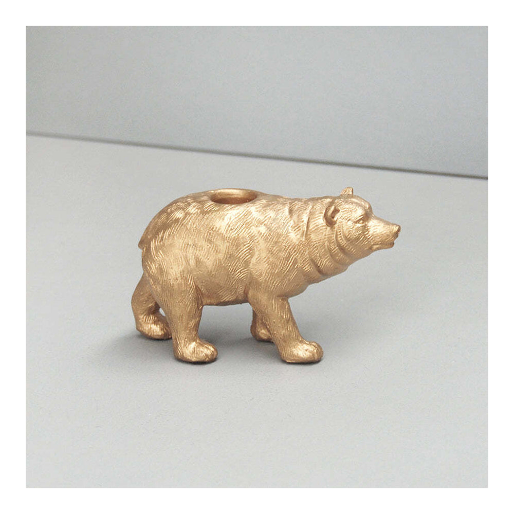 2PK White Moose Resin Bear Candle Holder Home Decor - Gold