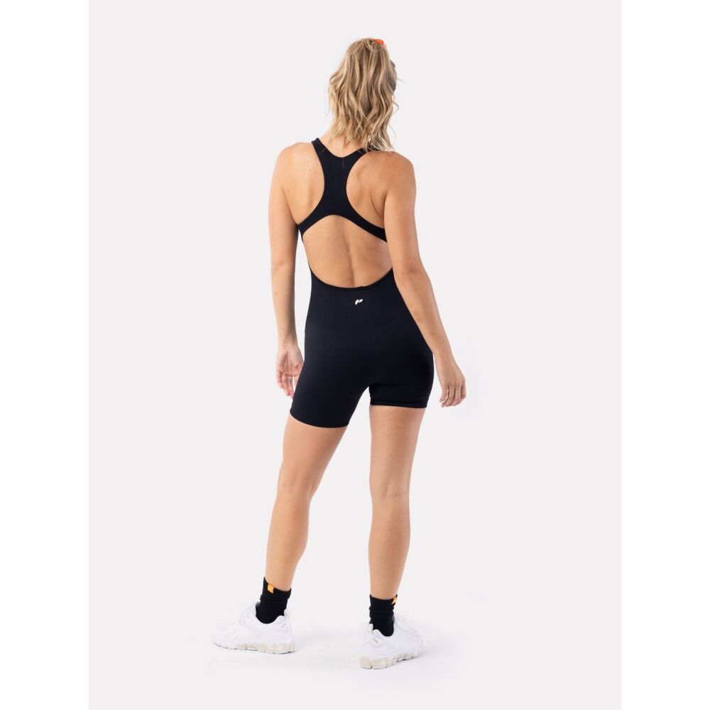 Lifesopeche Amara Seamless Backless Bodysuit Shorts Activewear Black