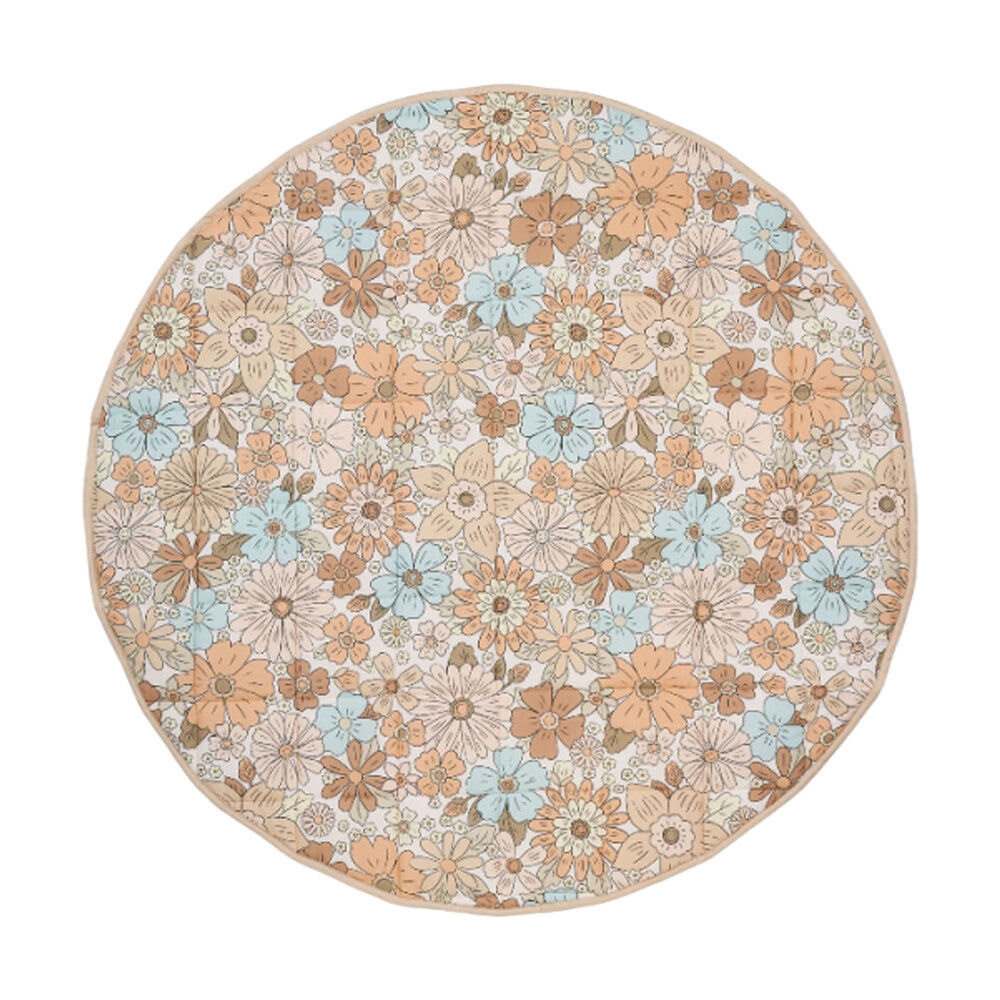 Linen House Kids 200GSM Flower Garden Reversible Play Mat Round Cotton 120cm