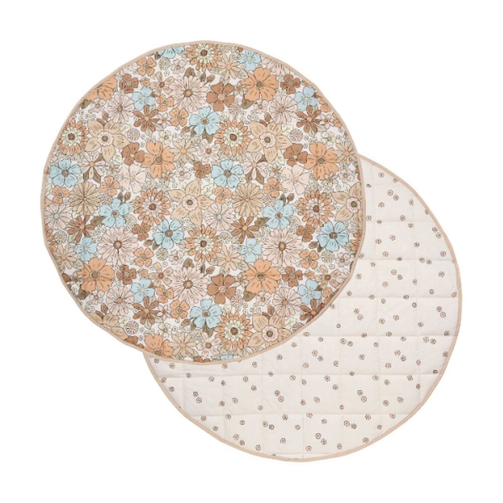 Linen House Kids 200GSM Flower Garden Reversible Play Mat Round Cotton 120cm