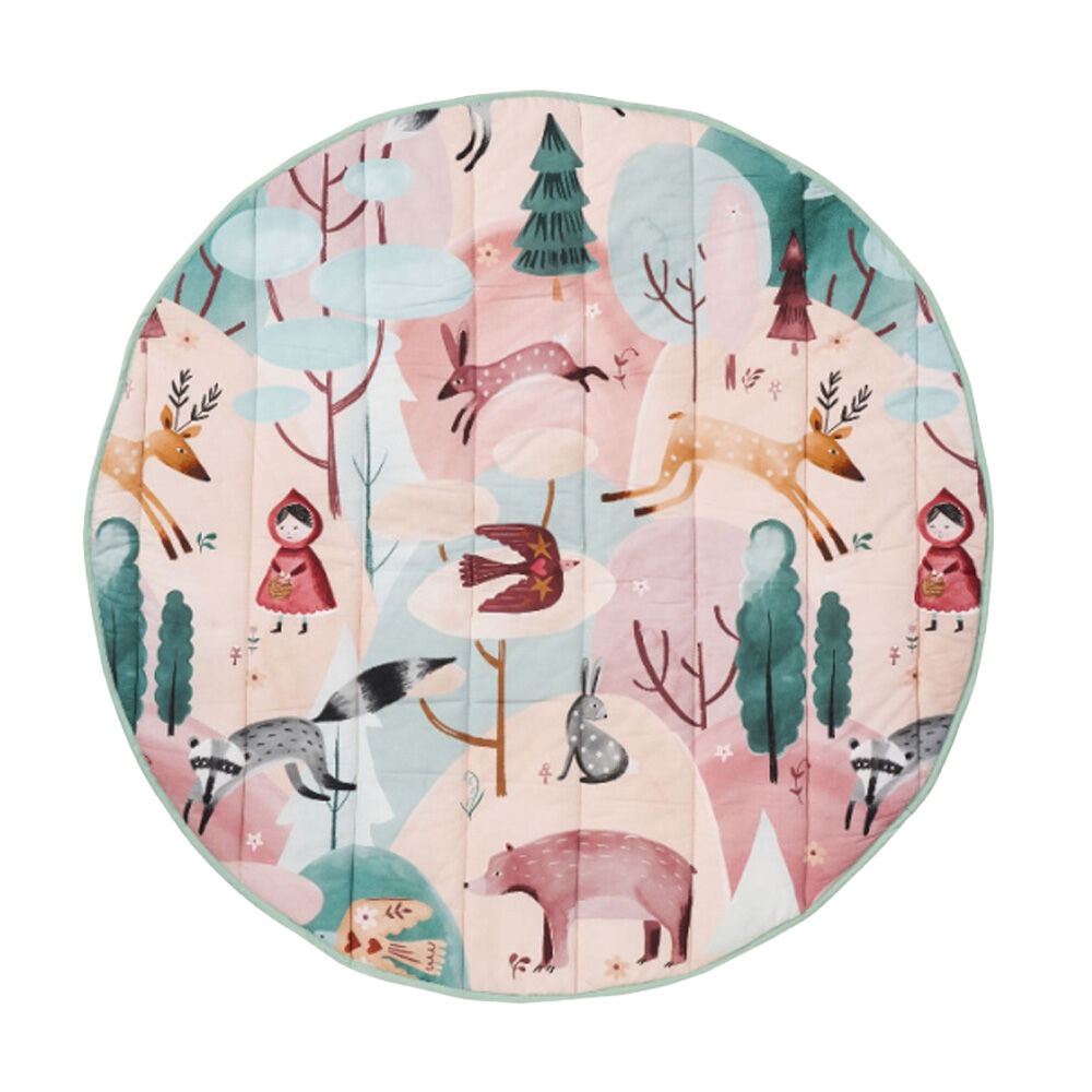 Linen House Kids 200GSM Folk Woodland Reversible Play Mat Round Cotton 120cm