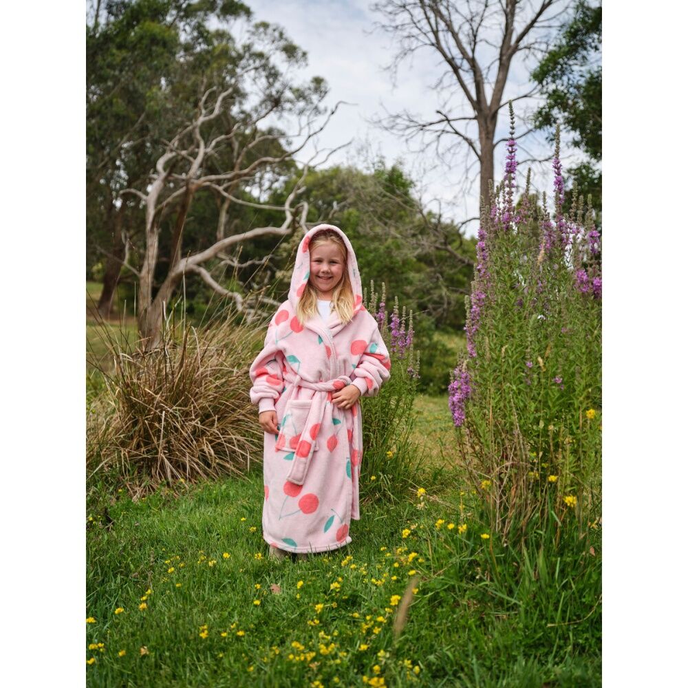 Linen House Kids Plush Cherrylicious Bath Robe Dressing Gown