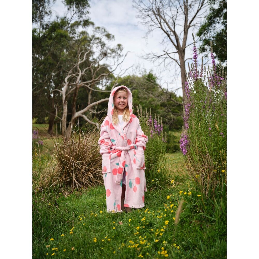Linen House Kids Plush Cherrylicious Bath Robe Dressing Gown