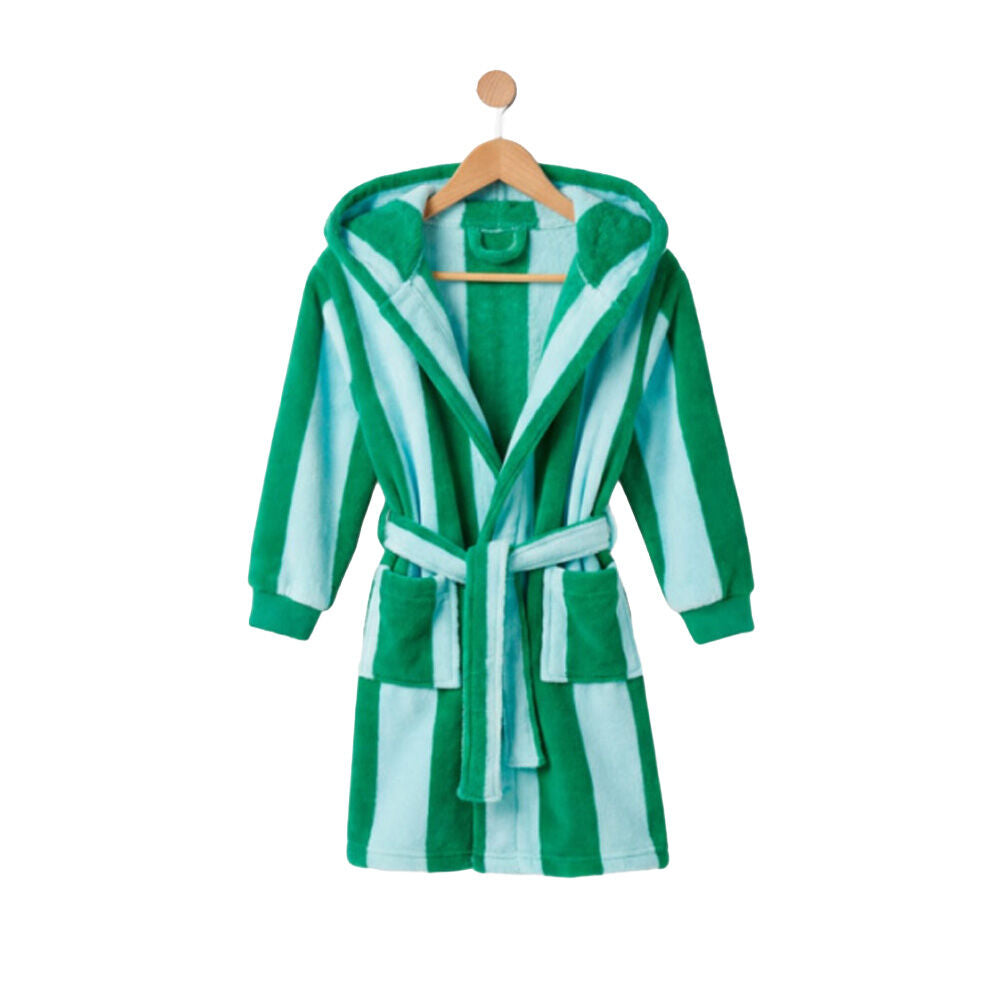 Linen House Kids Plush Robe Ocean City Spearmint Green Children