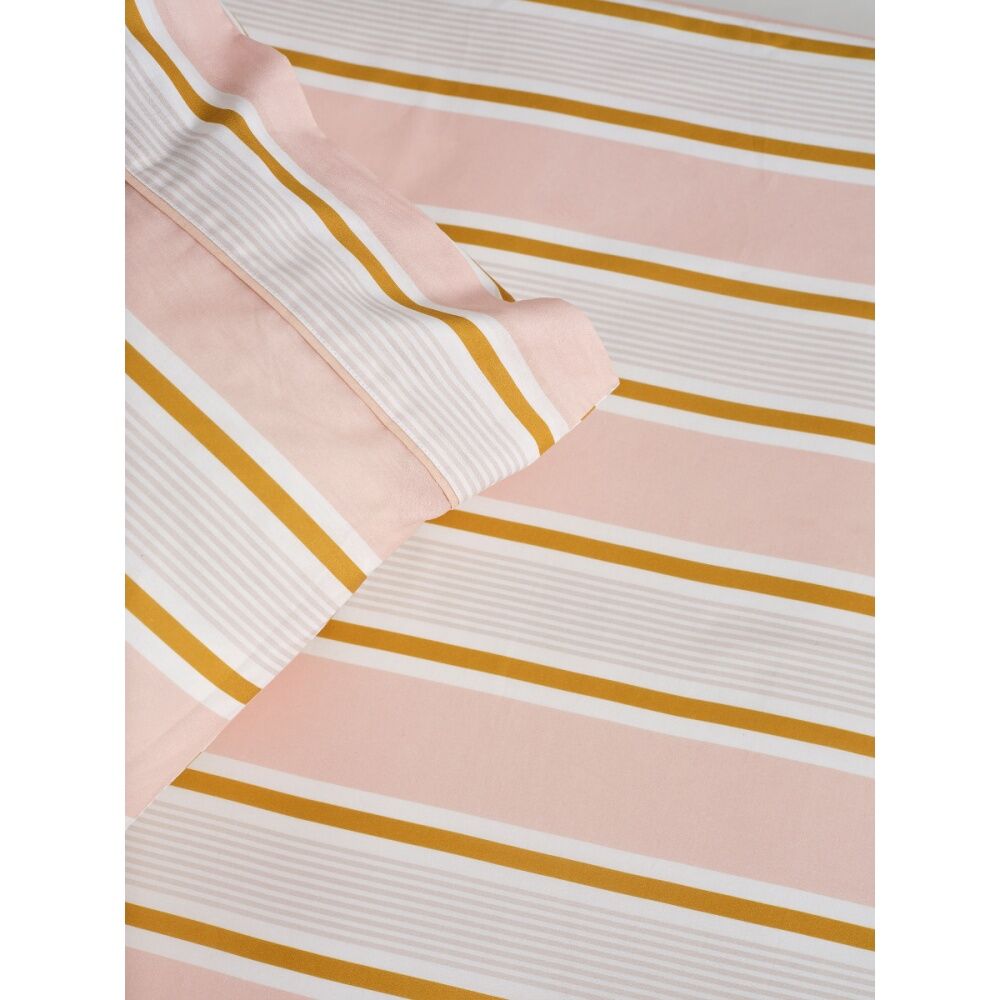 Linen House Kids 225TC Sailor Stripe Fitted Sheet/Pillowcase Set Pink