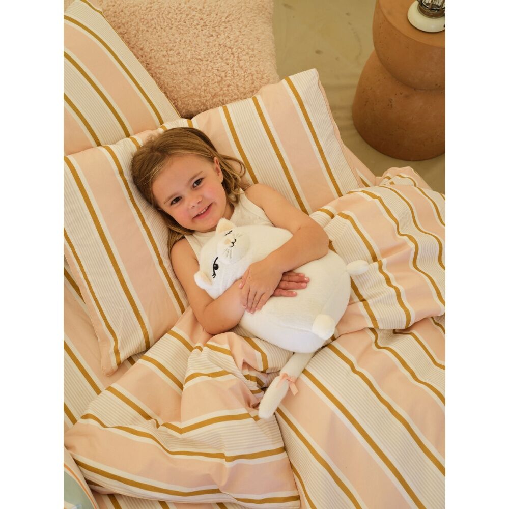 Linen House Kids 225TC Sailor Stripe Fitted Sheet/Pillowcase Set Pink