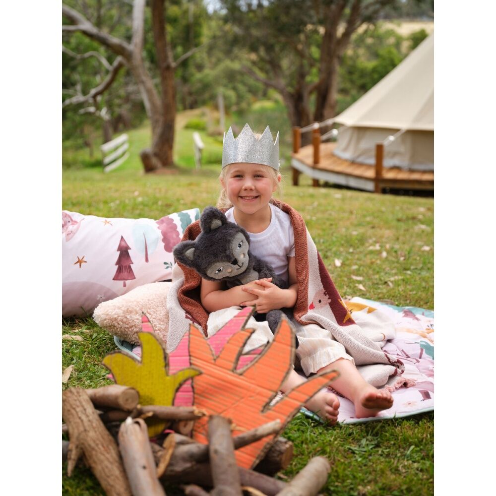 Linen House Kids Folk Woodland Blanket 120x140cm Soft Knitted Cotton