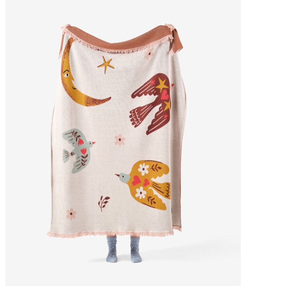 Linen House Kids Folk Woodland Blanket 120x140cm Soft Knitted Cotton