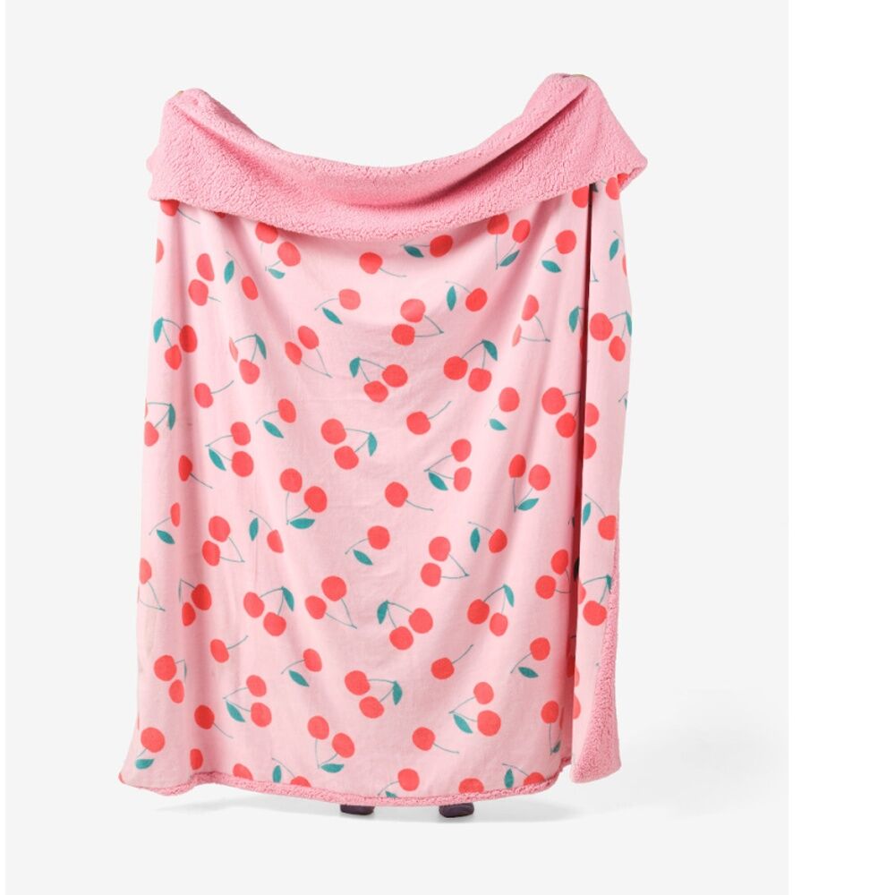 Linen House Kids Cherrylicious Blanket 180x220cm Pink Cherry Sherpa Fleece