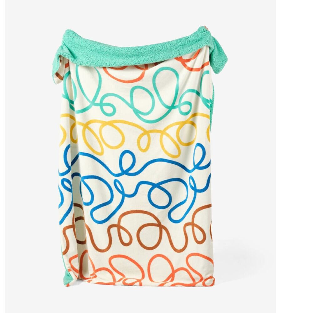 Linen House Kids Squiggle Blanket 180x220cm Colourful Sherpa Fleece