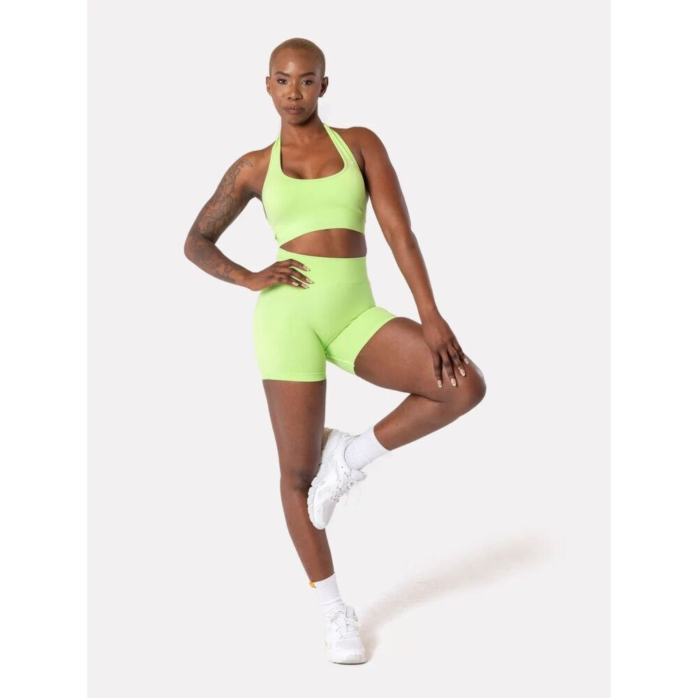 Lifesopeche Emmah Seamless Scrunch Bum Sculpted Activewear Shorts Lime Kali