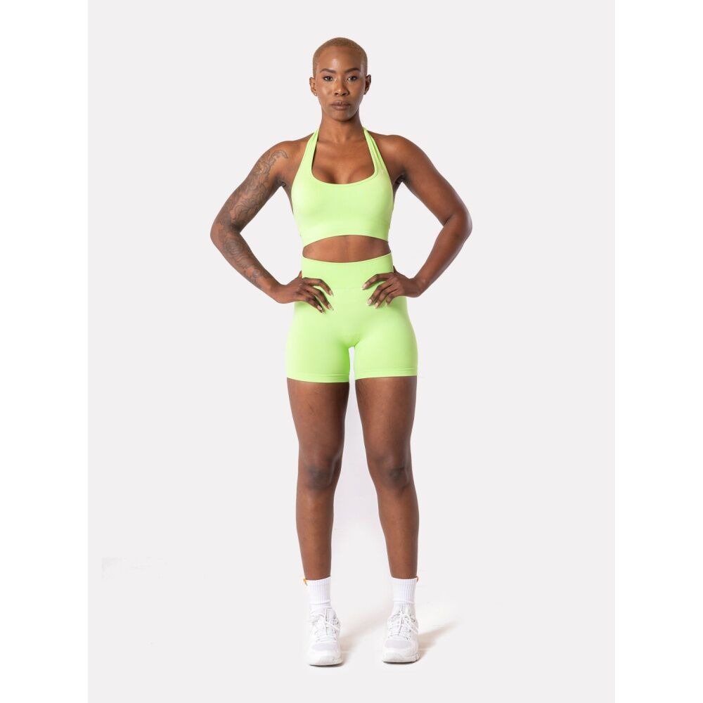 Lifesopeche Emmah Seamless Scrunch Bum Sculpted Activewear Shorts Lime Kali