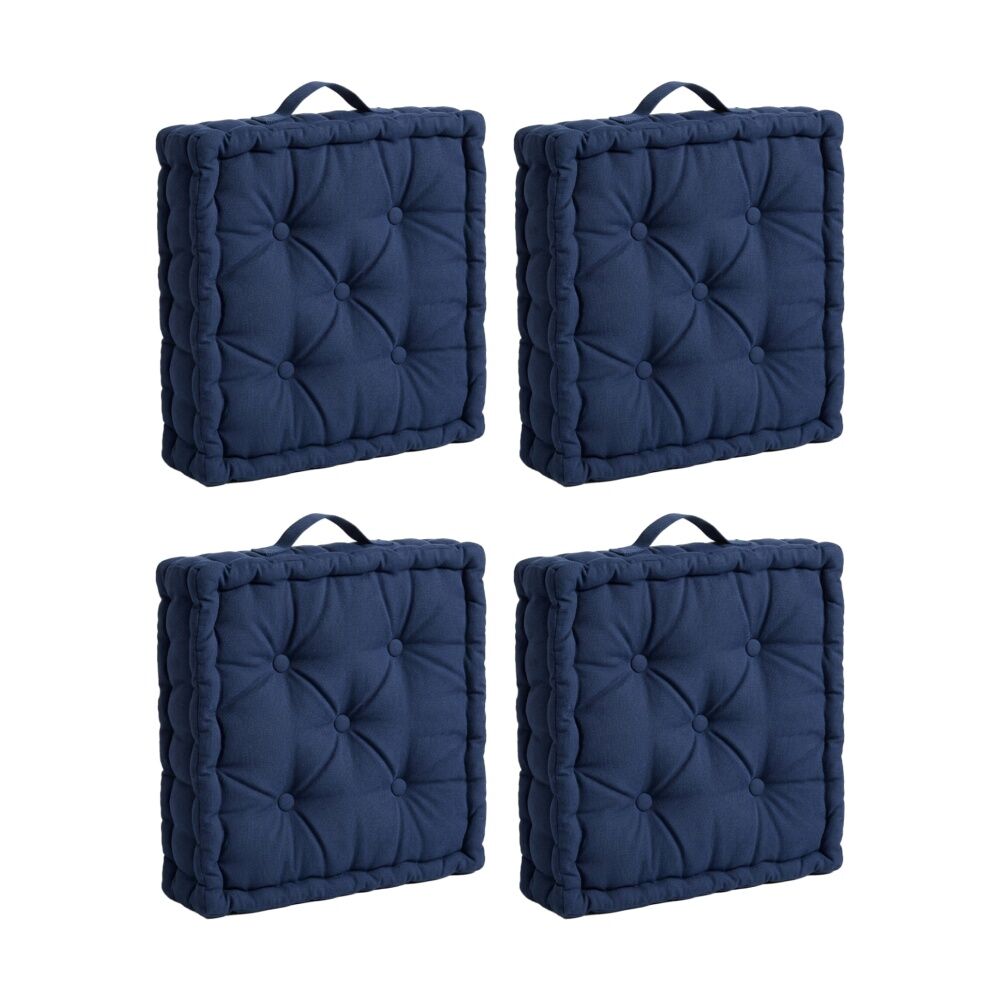 4PK CDSI Essential Box Cushion Solid Recycled Cotton Polyester Blue 40x40x8cm