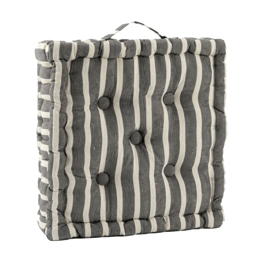 8PK CDSI Essential Box Cushion Stripe Recycled Cotton Polyester Grey 40x40x8cm